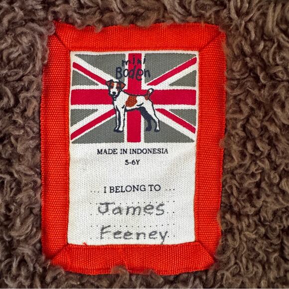 Mini Boden Kid’s Puffer Vest Sherpa Lined Stars Gray Orange Size 5-6 - Picture 6 of 6